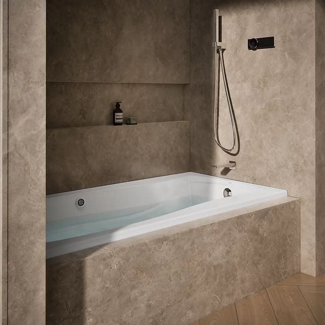 KOHLER® Mariposa® White 72" x 36" Alcove Heated Bubble Massage™ Air Bath with Bask® Heated Surface - Right Drain-1