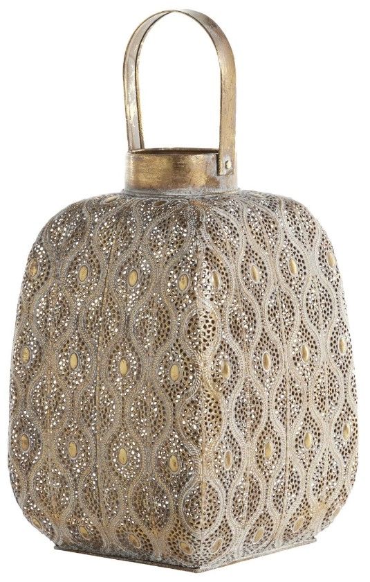 Deco Marche Gold Candle Lantern with Handle-0