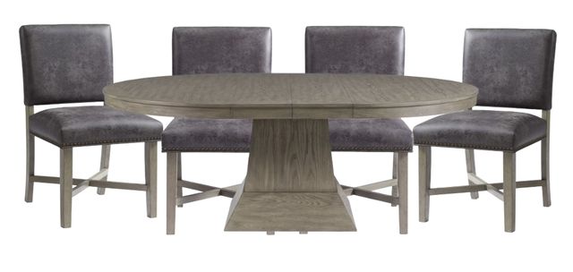 Elements International Collins 5-Piece Weathered Gray Dining Table Set-0