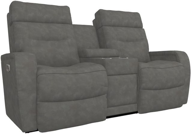 La-Z-Boy® Baron Slate Power Wall Reclining Loveseat with Console and Headrest-0