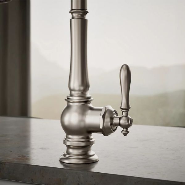 KOHLER® Artifacts® Vibrant Stainless Kitchen Sink Faucet with 3-Function Sprayhead-4