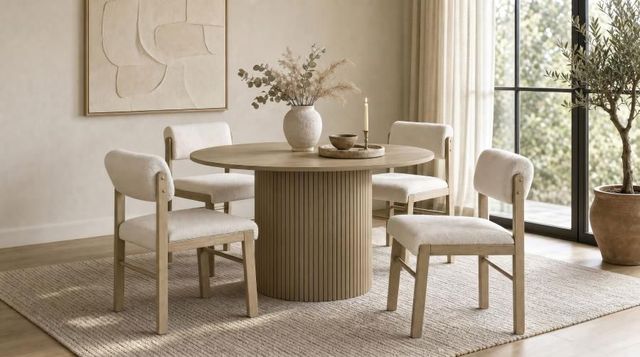Coaster® Hamlyn 5-Piece Cream/Natural Oak Dining Table Set-1