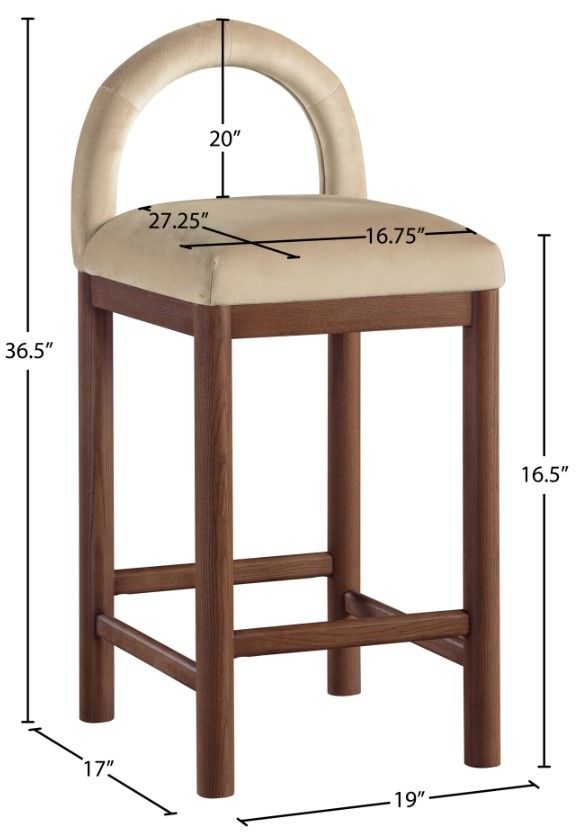 Meridian Furniture Conrad Beige/Brown Upholstered Counter Stool-4