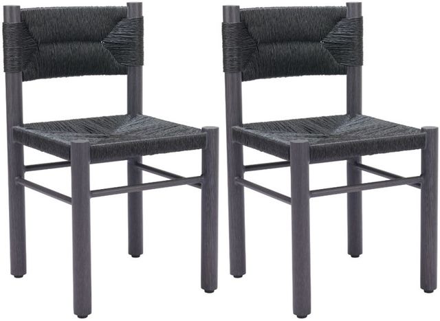 Zuo® Modern Iska 2-Piece Black Aluminum Outdoor Dining Side Chair Set-0