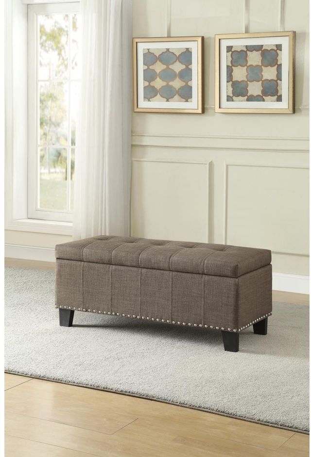 Mazin Furniture Fedora Brown Lift-Top Storage Bench-1