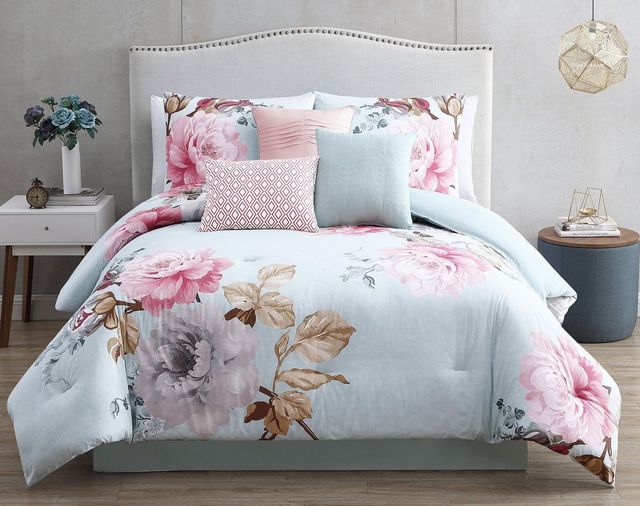 Hallmart Collectibles Rachel 7-Piece Spa Queen Comforter Set-3