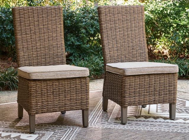 Signature Design by Ashley® Revare Beach 2-Piece Beige Fabric/Resin Wicker Outdoor Side Chair-1