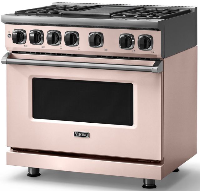 Viking® 7 Series 36" Blush Pro Style Dual Fuel Range with Griddle-3