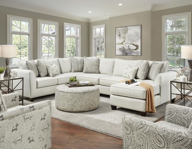 Fusion Furniture Homecoming Stone 3-Piece Beige U-Shape Sectional and Chaise-1