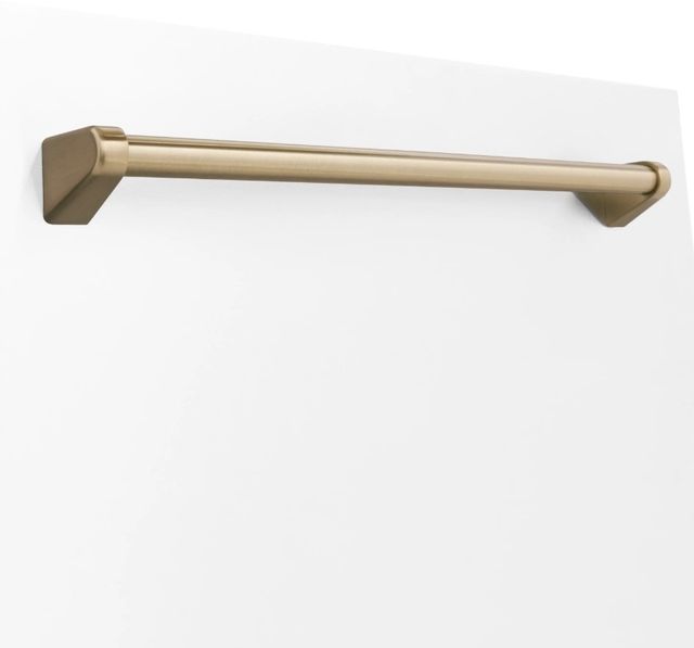 ZLINE Autograph Edition 18" White Matte with Champagne Bronze Handle Dishwasher Panel-1