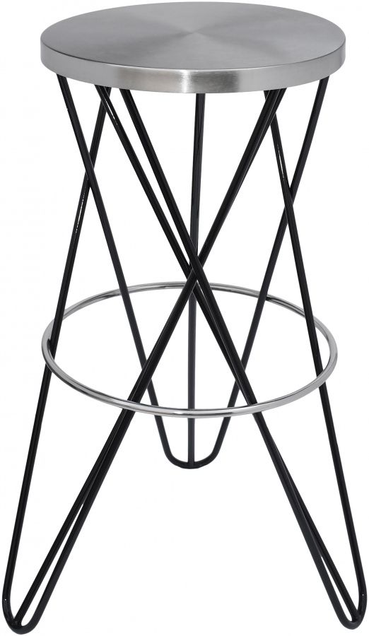 Meridian Furniture Mercury Silver/Black Bar Stool-0