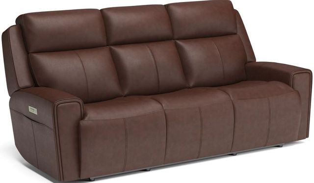 Flexsteel® Barnett Timber Power Reclining Sofa with Power Headrests and Lumbar-0