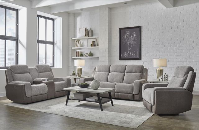 Corinthian Furniture Jenner Charcoal/Gray Power Reclining Loveseat with Power Headrest and Console-2