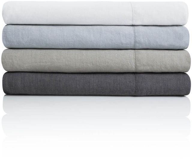 Malouf® Woven French Linen White King Duvet Set-1