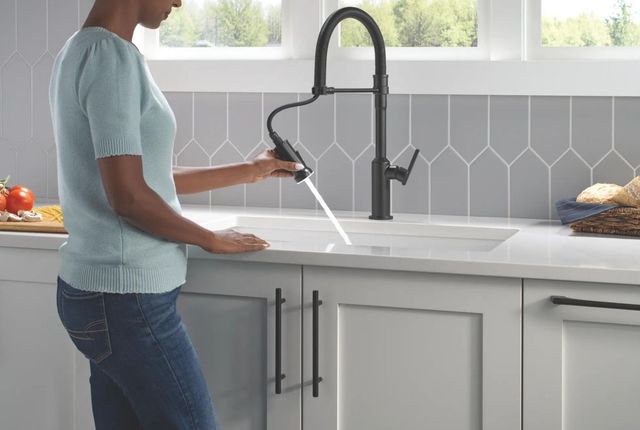 Delta Cordova™ Matte Black Single Handle Kitchen Faucet with Spring Sprout-2