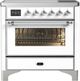 Ilve® Majestic III 36" White Pro Style Induction Range with Triple Glass Door and Chrome Trim-0