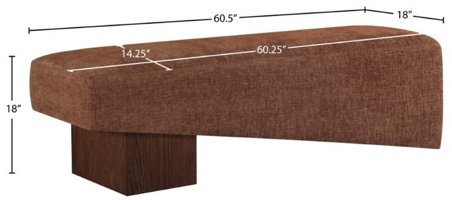 Meridian Furniture Alora Cognac/Walnut Upholstered Bench-2