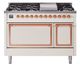 Ilve® Nostalgie II Noblesse 48'' Antique White Pro Style Dual Fuel Range with Copper Trim-0