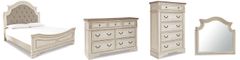 Signature Design by Ashley® Realyn 4-Piece Chipped White King Upholstered Panel Bed Set