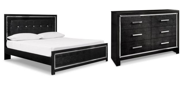 Signature Design by Ashley® Kaydell 2-Piece Black King Upholstered Panel Bed Set-0