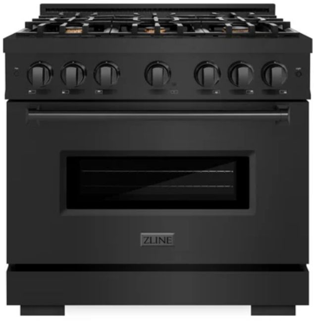 ZLINE Classic 36" Black Stainless Steel Pro Style Gas Range -0