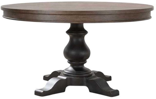 Liberty Furniture Americana Farmhouse Dusty Taupe Pedestal Table with Black Base-0