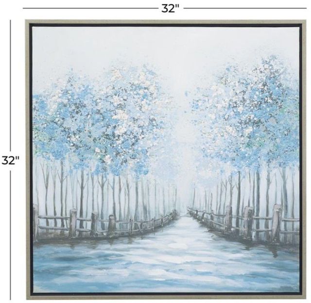 Deco Marche Blue 32" Canvas Tree Wall Art-3