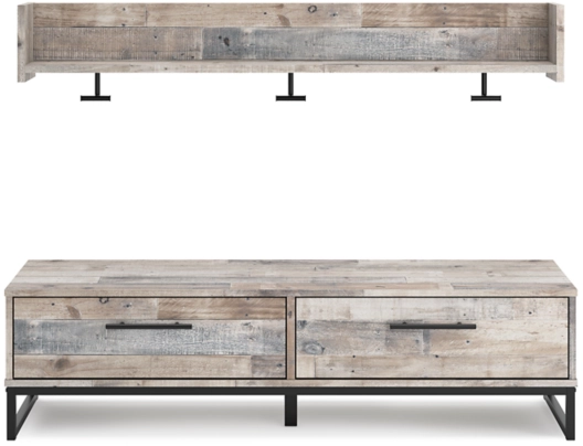 Signature Design by Ashley® Neilsville Whitewash Storage Bench with Coat Rack-2