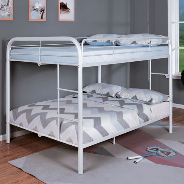 Furniture of America® Finnerty White Twin/Full Bunk Bed-1