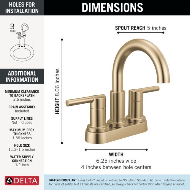 Delta Nicoli® Champagne Bronze 2-Handle Centerset Bathroom Faucet-3