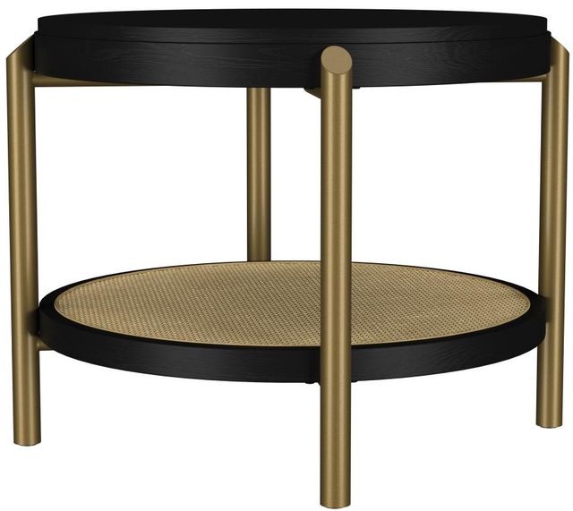 Coaster® Arini Black End Table with Aged Brass Base-2