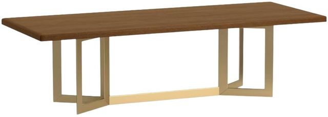 Bassett® Furniture Customizable BenchMade Astor Oak 108" Rectangle Dining Table with Champagne Brass Base-0