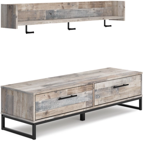 Signature Design by Ashley® Neilsville Whitewash Storage Bench with Coat Rack-0