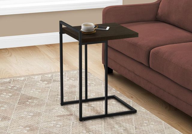 Monarch Specialties Inc. Espresso 25"H Accent Table with Silver Base-3