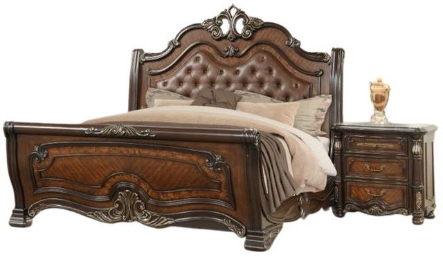New Classic® Home Furnishings Bella Notte 4-Piece Mahogany Brown King Sleigh Bedroom Set-3