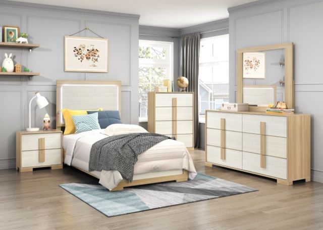 Homelegance® Sterling Natural/White Twin Panel Bed-1