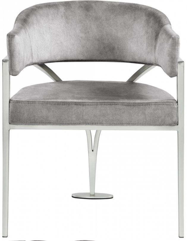Meridian Furniture Madelyn Gray/Chrome Velvet Dining Chair-1