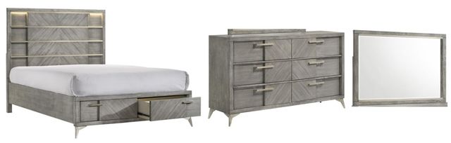 Bernards Aries 3-Piece Gray Queen Panel Storage Bed Set-0