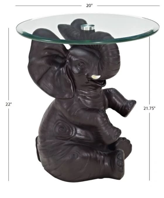 Powell® Ernie Glass Top Elephant Side Table with Dark Gray Base-2