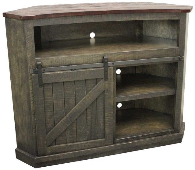 American Heartland Manufacturing Rustic Two Tone Tall Bower Corner TV Cart-0