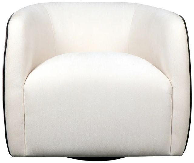 Harp & Finial® Colsum Cream Distressed Velvet Swivel Chair-0