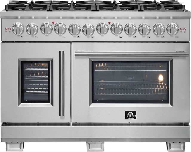 FORNO® Capriasca 48" Stainless Steel Pro Style Dual Fuel Range-0