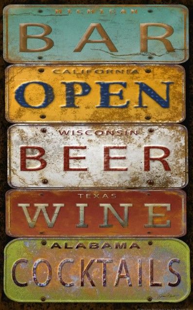 Classy Art License Plate Bar Open by Jean Plout Wall Art-0