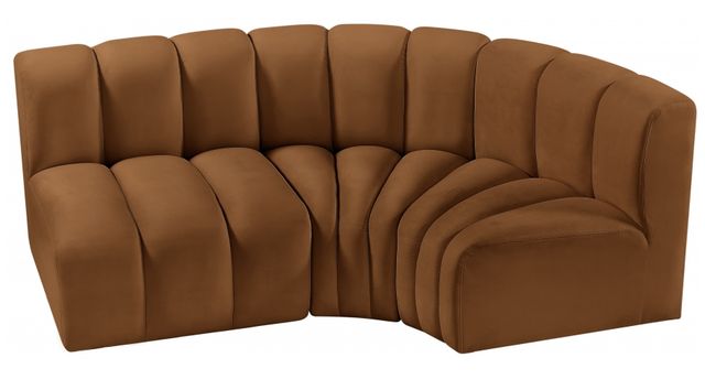 Meridian Furniture Arc 3-Piece Saddle Velvet Sectional-2