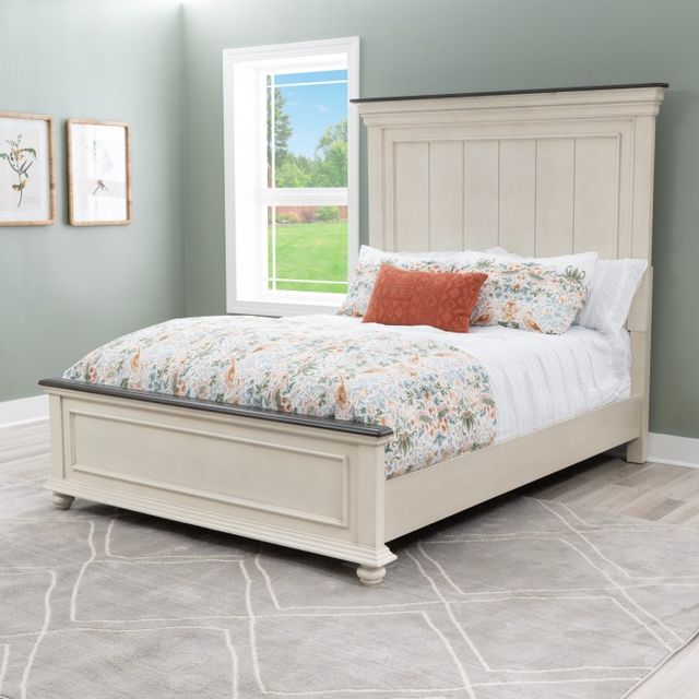 Powell® Carrington Antique White/Brown Queen Panel Bed-1
