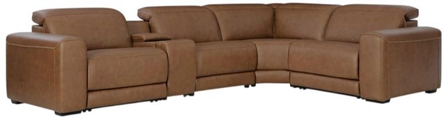 Signature Design by Ashley® Rally-Up 5-Piece Caramel Power Reclining L-Shape Sectional with Console-0