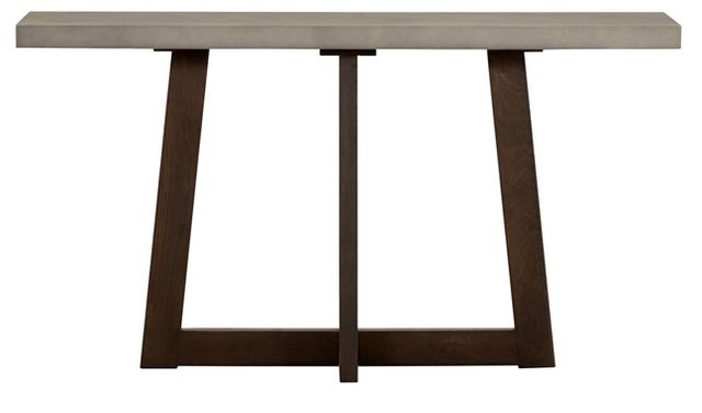 Armen Living Elodie Gray Rectangular Console Table with Dark Brown Base -1