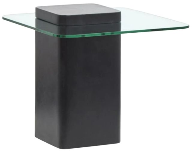Magnussen Home® Donora Glass Top Square End Table with Obsidian Base-0
