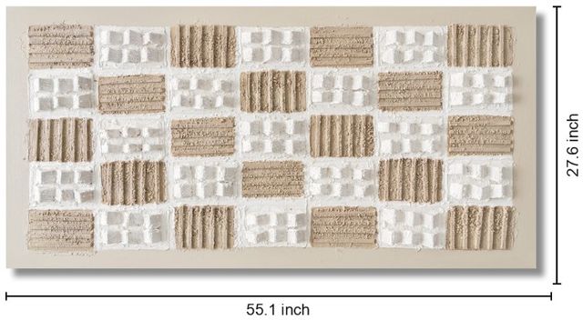 Classy Living Organic Beige Grid-Textured Modern Relief Wall Art-2