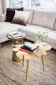 Moe's Home Collection Font Black Granite Side Table with Brass Base-1